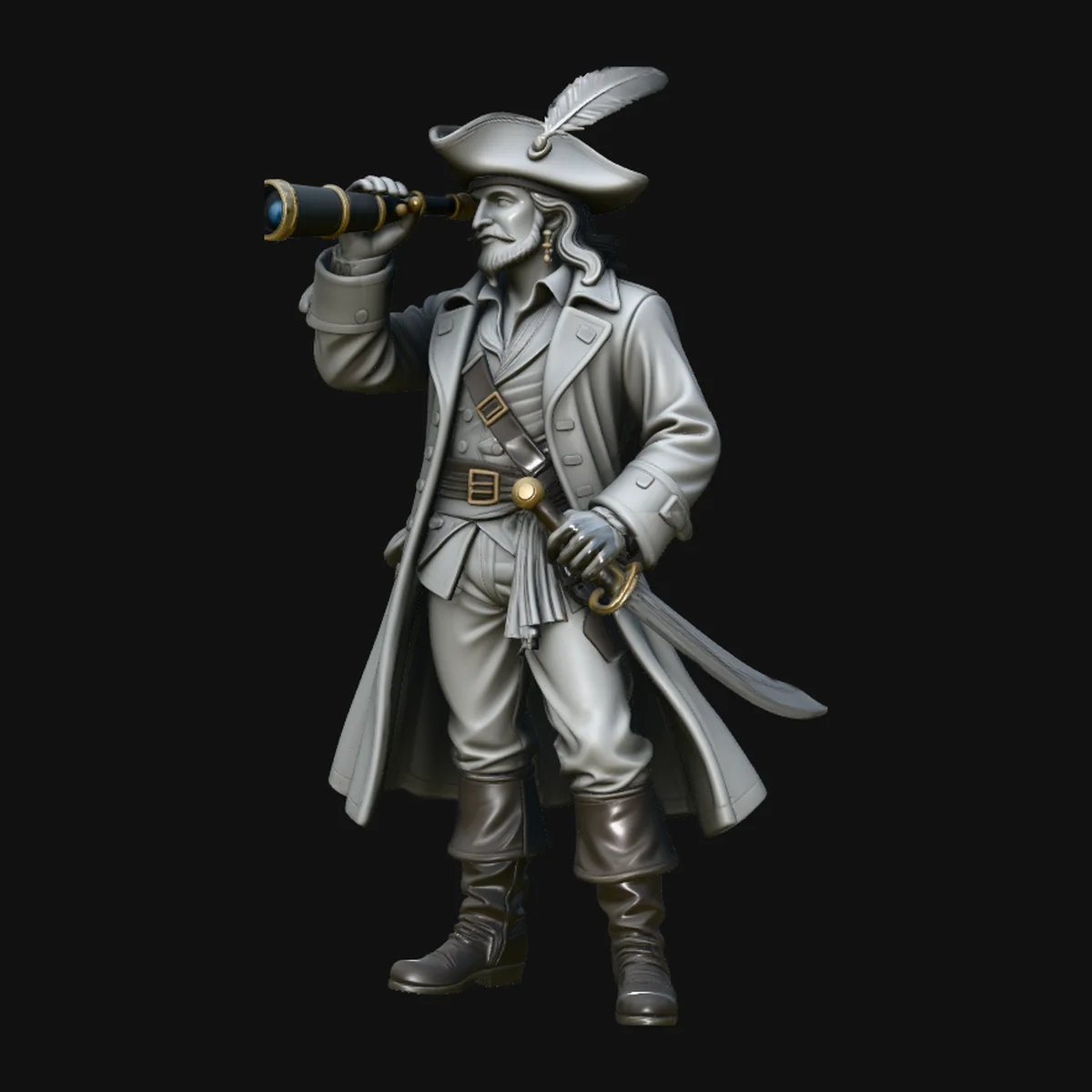 Pirate Captain with Spyglass Statue Design 4