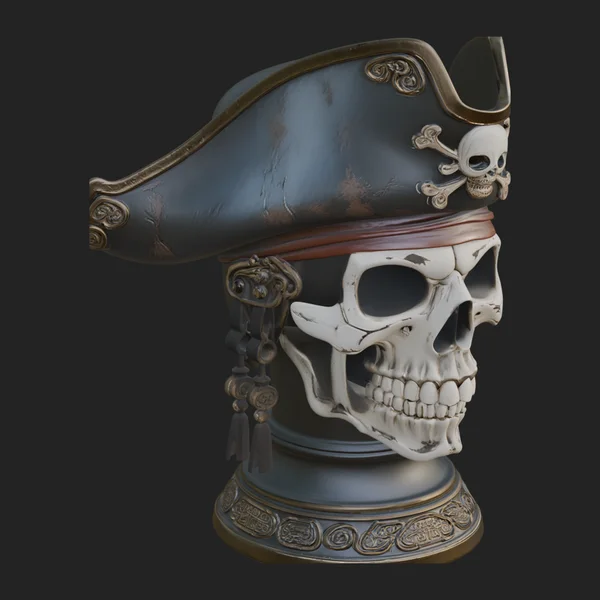 Pirate Skull in Tricorn Bust Statue Design 11