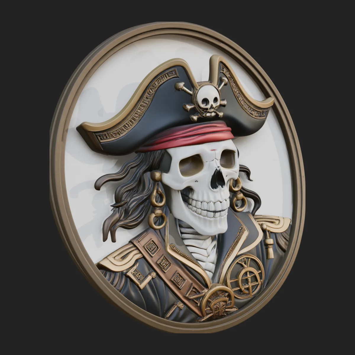 Pirate Skull Relief Medallion Pendant Design 3