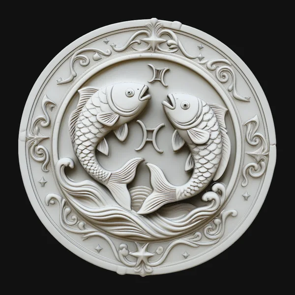 Pisces Zodiac Relief Medallion Pendant Design 4