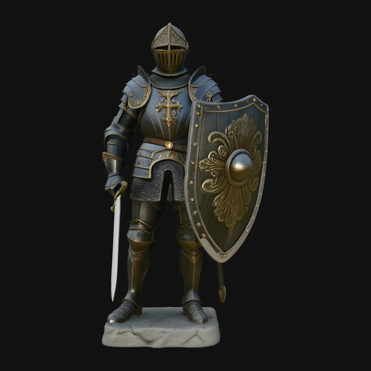 Plate Armor Knight Statue Design 1