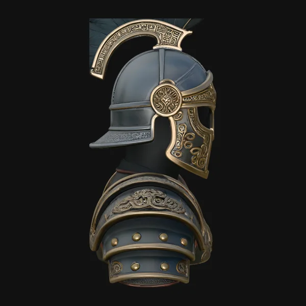 Plumed Crest Helmet Armor Statue Design 1