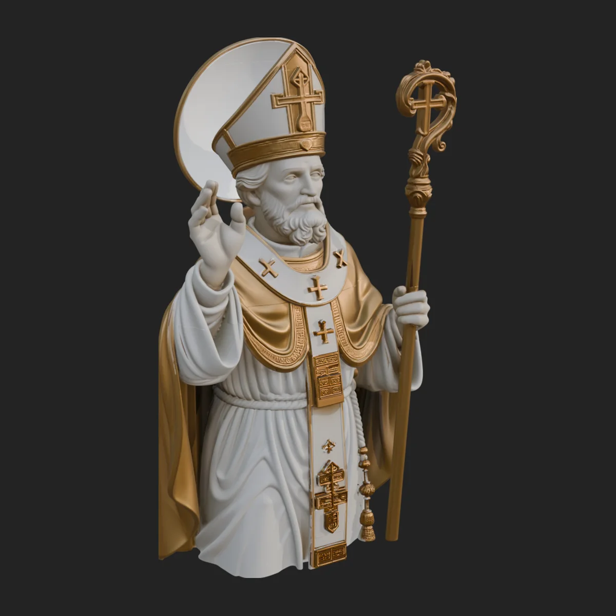 Pope with Crosier Statue Design 2