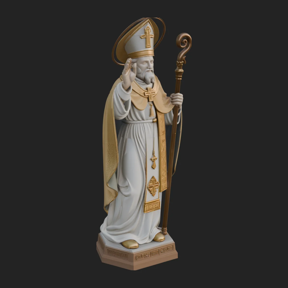 Pope with Crosier Statue Design 3