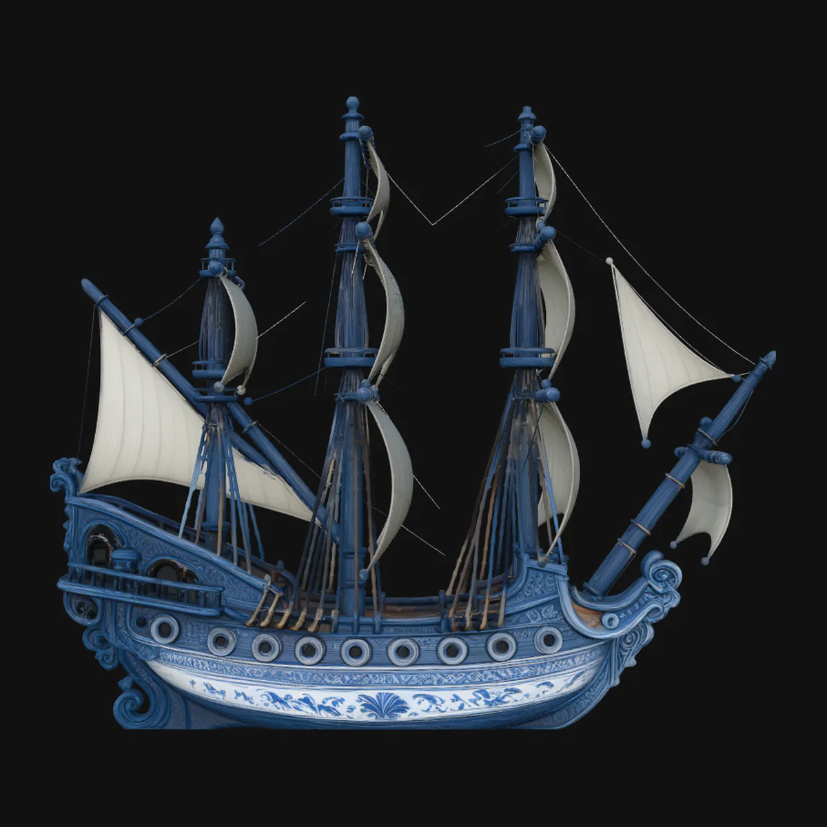 Porcelain Sailing Ship Model Design 1
