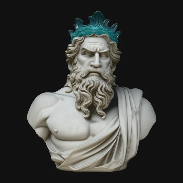 Poseidon Coral Crown Bust Statue Design 1