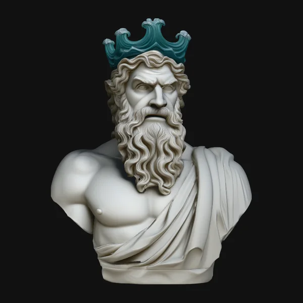Poseidon Coral Crown Bust Statue Design 2