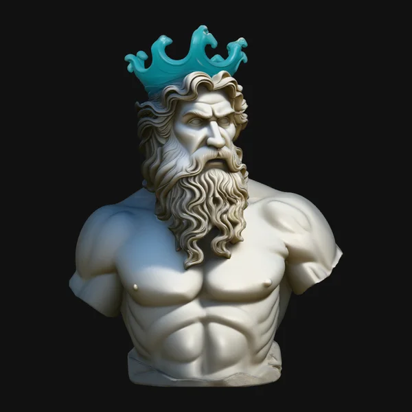 Poseidon Coral Crown Bust Statue Design 3