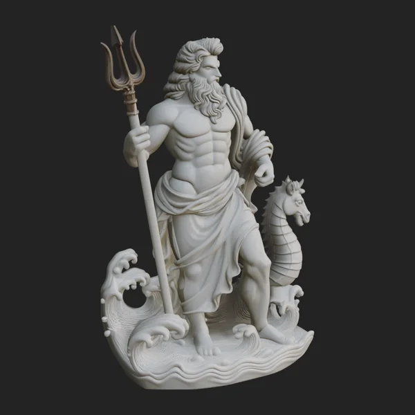 Poseidon on Sea Horse Statue Design 5
