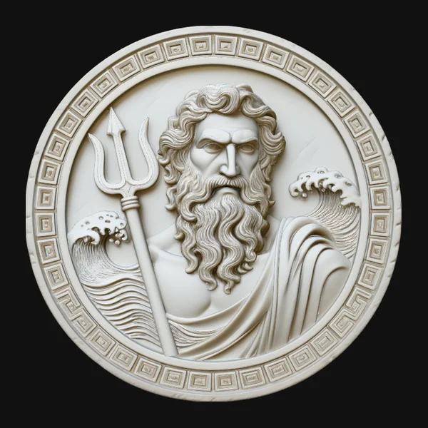 Poseidon Relief Medallion Pendant Design 1