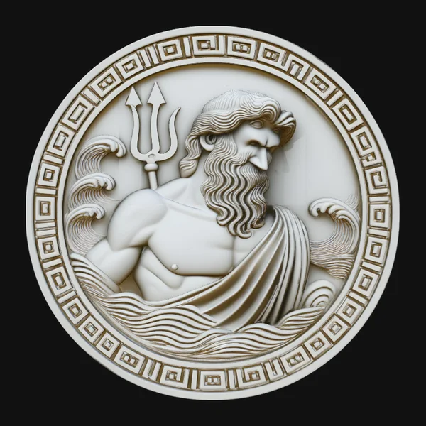 Poseidon Relief Medallion Pendant Design 2