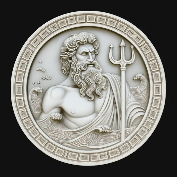 Poseidon Relief Medallion Pendant Design 3