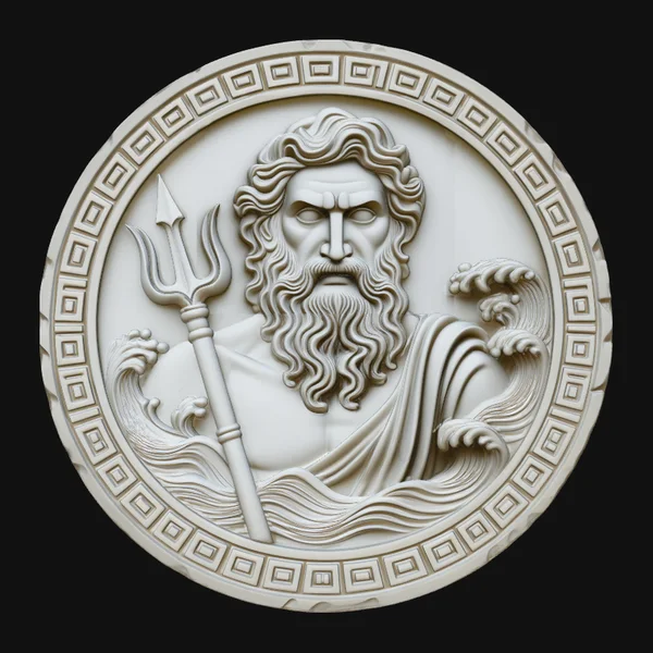Poseidon Relief Medallion Pendant Design 4