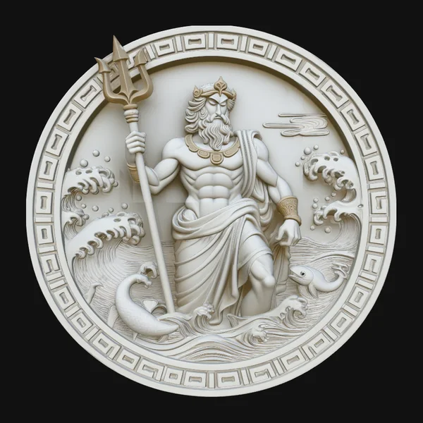 Poseidon Relief Medallion Pendant Design 5