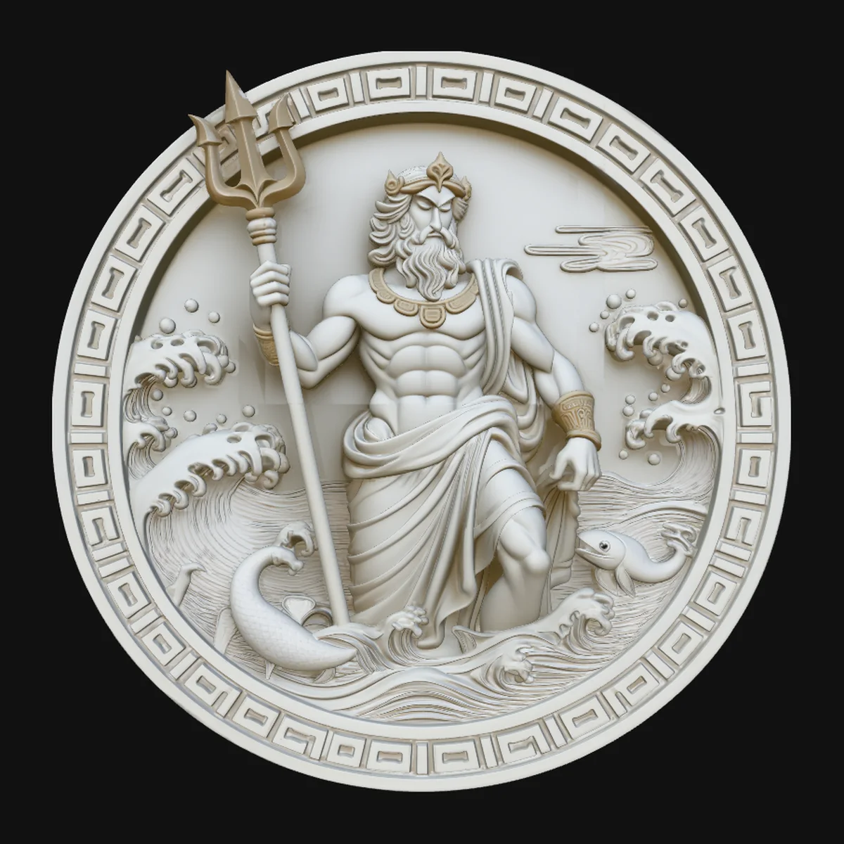 Poseidon Relief Medallion Pendant Design 5