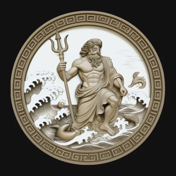 Poseidon Relief Medallion Pendant Design 6