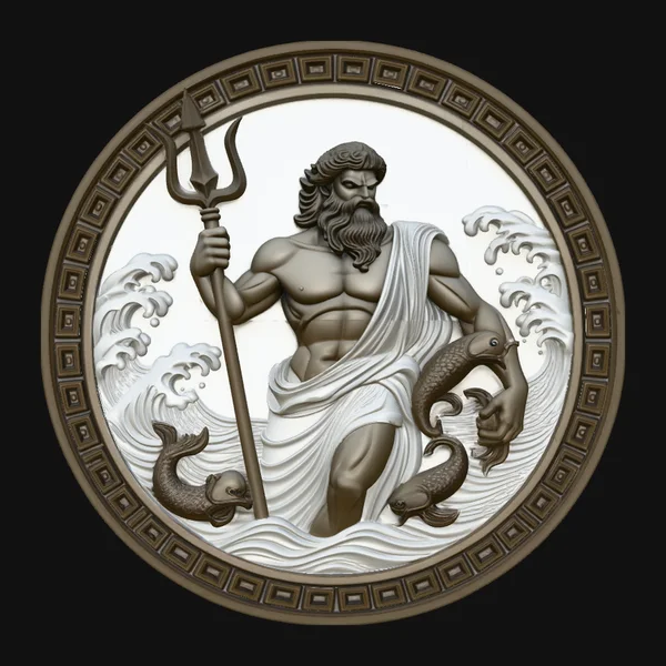 Poseidon Relief Medallion Pendant Design 7