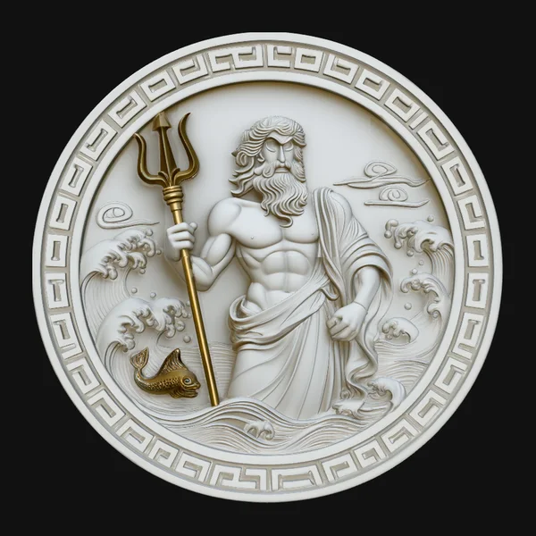 Poseidon Relief Medallion Pendant Design 8