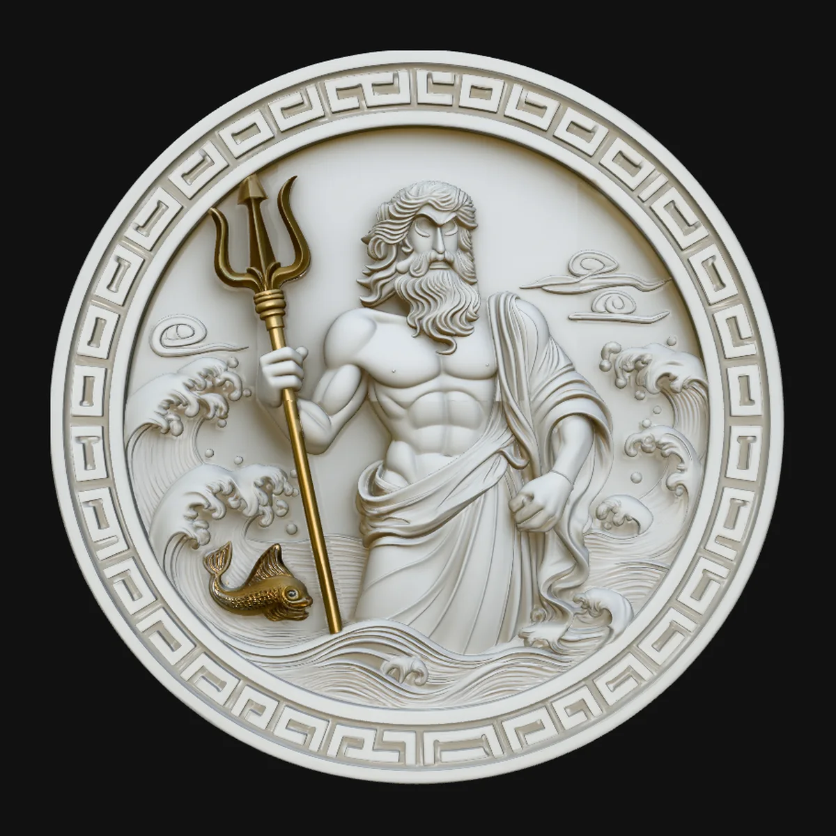 Poseidon Relief Medallion Pendant Design 8