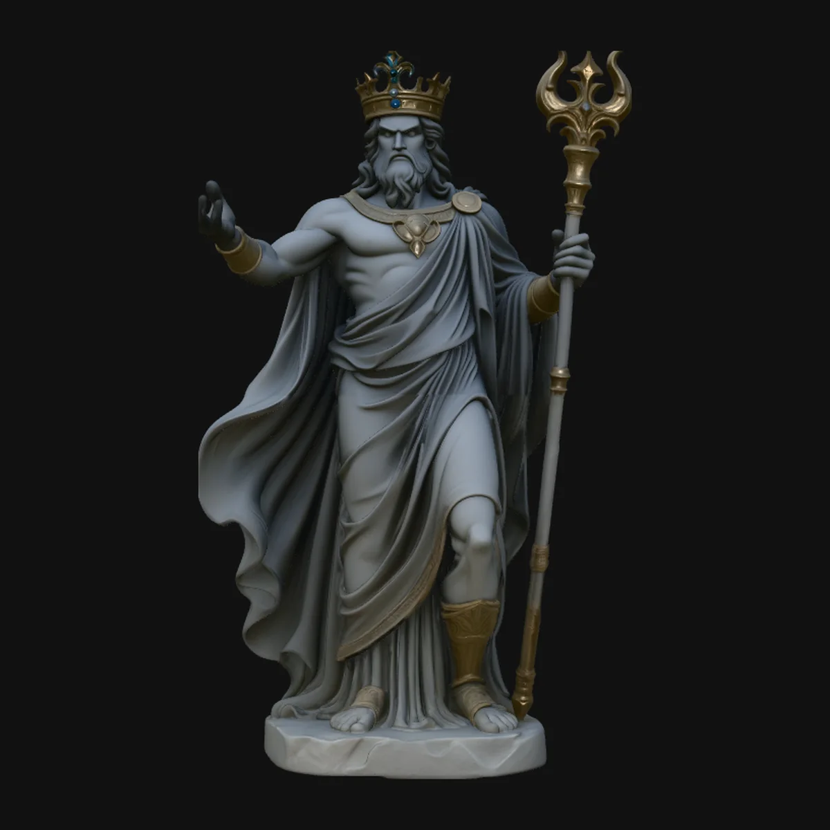 Poseidon Sea King Statue Design 2