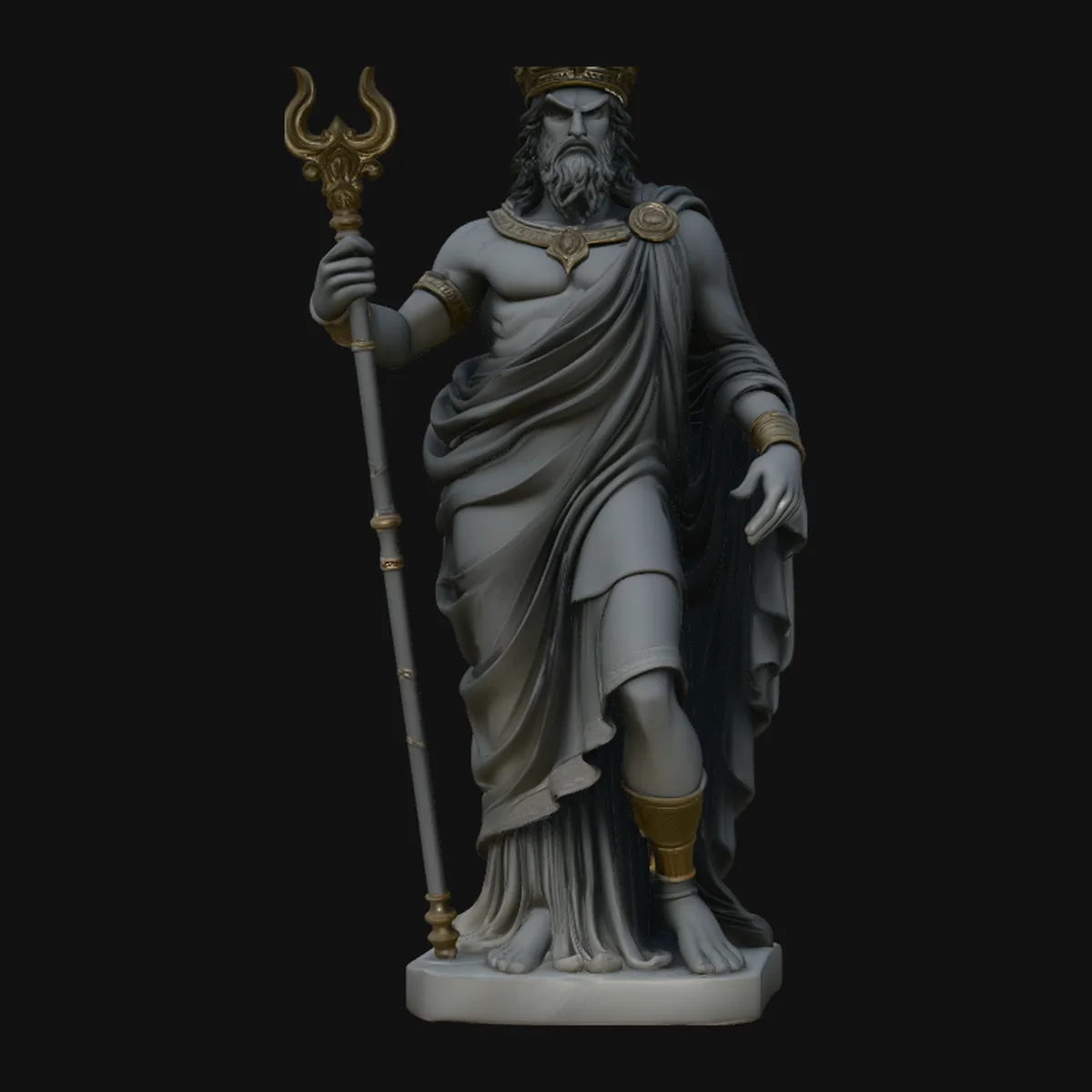 Poseidon Sea King Statue Design 3