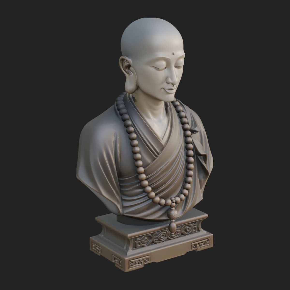 Praying Monk Bust Statue Design 1