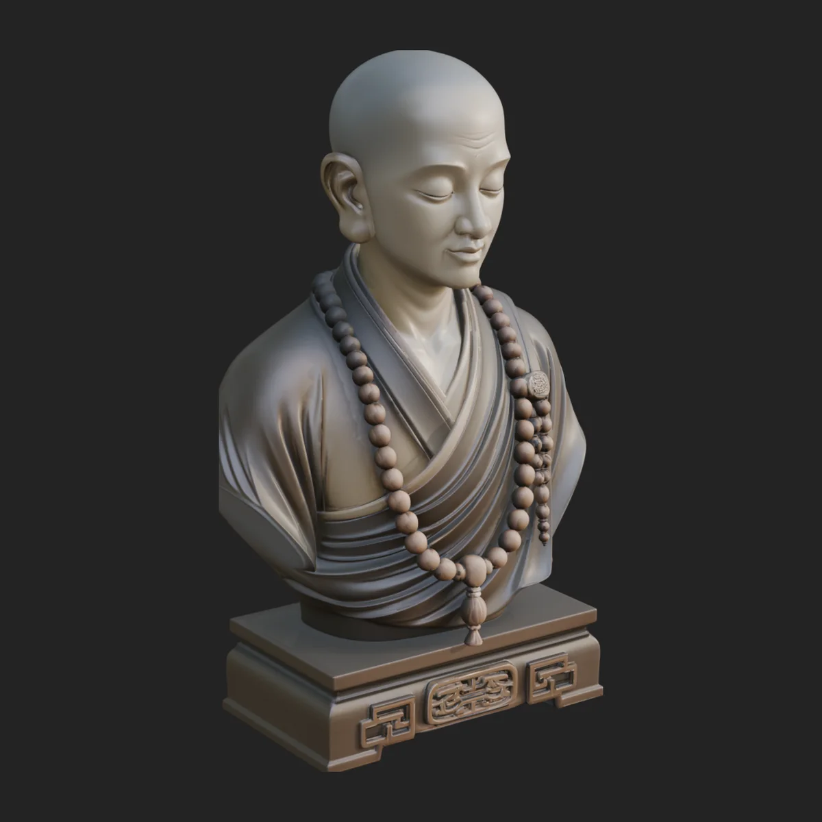 Praying Monk Bust Statue Design 3