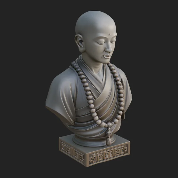 Praying Monk Bust Statue Design 4