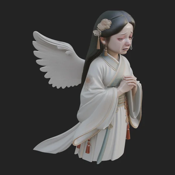Praying Winged Girl Statue Design 1