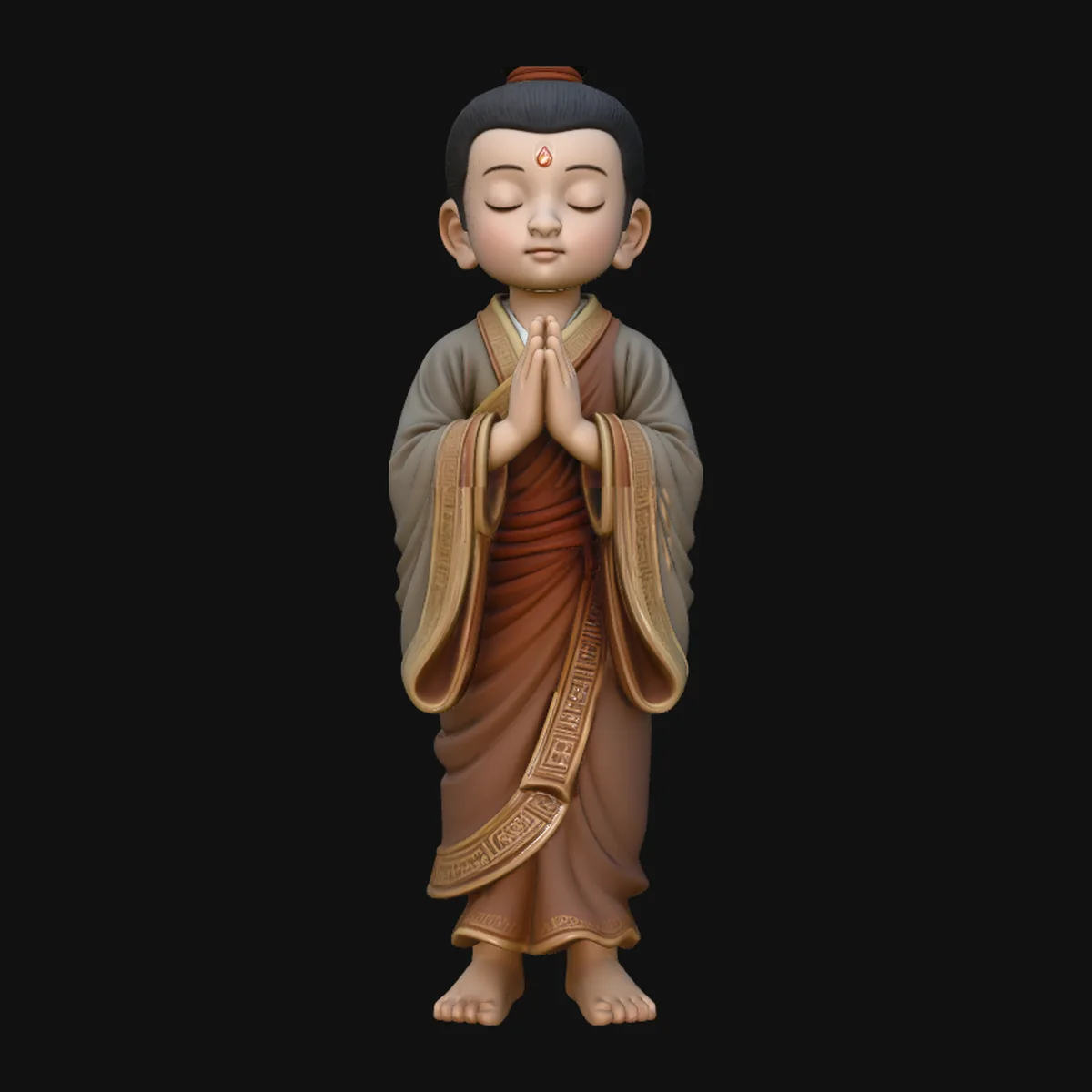 Praying Young Monk Statue Design 1