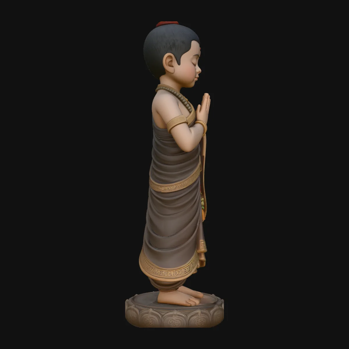 Praying Young Monk Statue Design 2