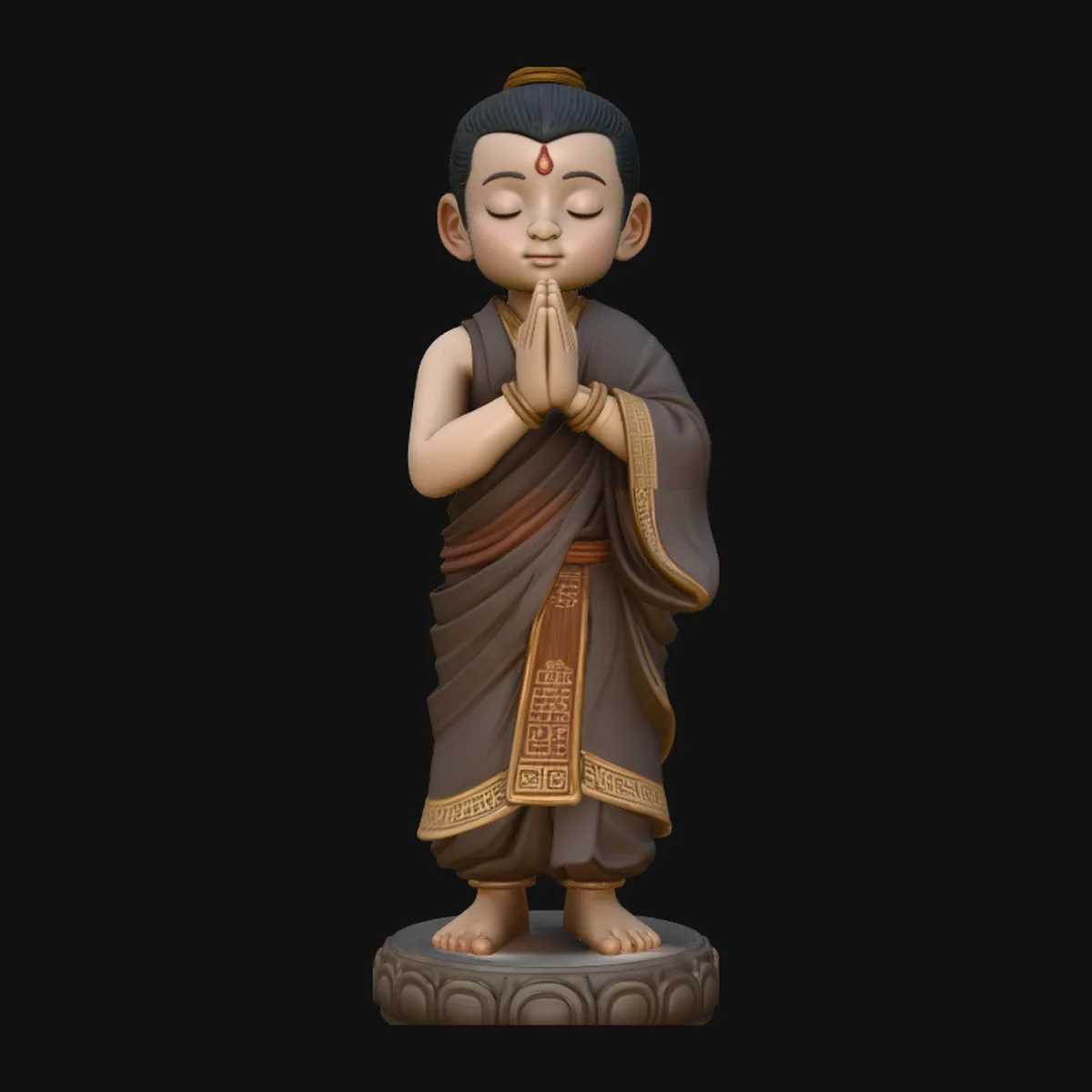 Praying Young Monk Statue Design 3
