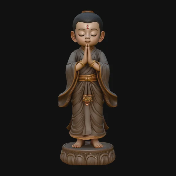 Praying Young Monk Statue Design 4