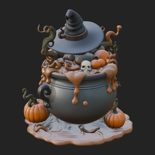 Pumpkin Cauldron Statue Design 2