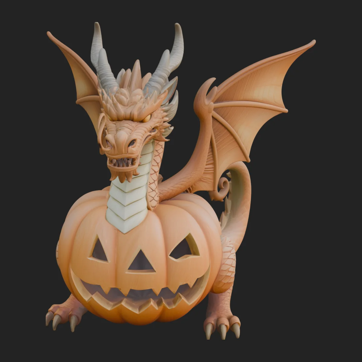 Pumpkin Dragon Statue Design 1