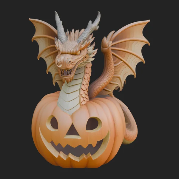 Pumpkin Dragon Statue Design 2