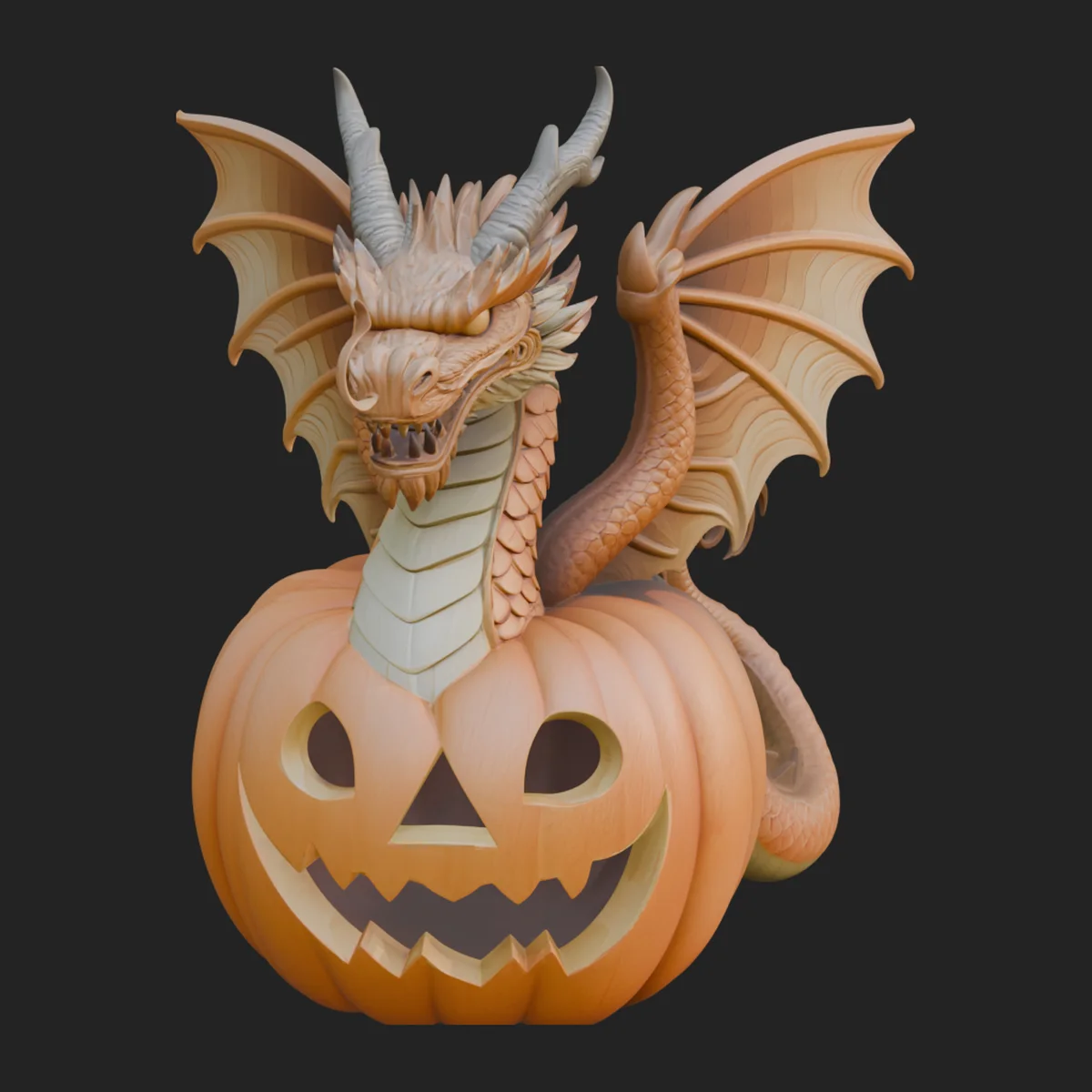 Pumpkin Dragon Statue Design 2
