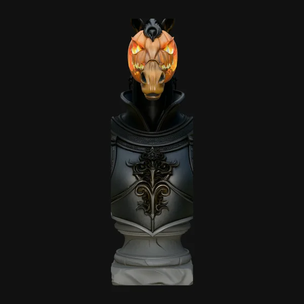 Pumpkin Head Horse Bust Statue Design 2