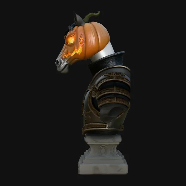 Pumpkin Head Horse Bust Statue Design 3