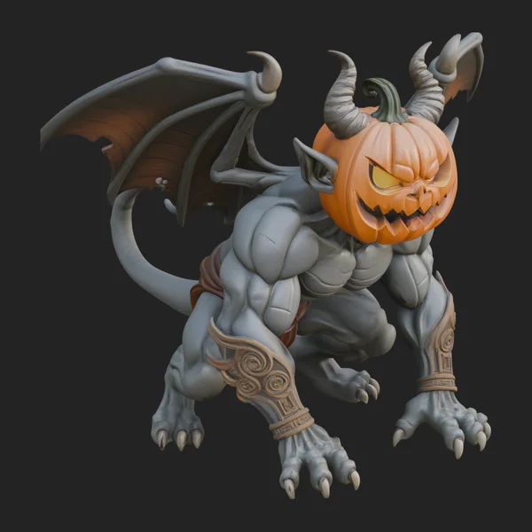 Pumpkin Headed Gargoyle Statue Design 1