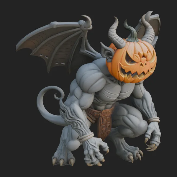 Pumpkin Headed Gargoyle Statue Design 2
