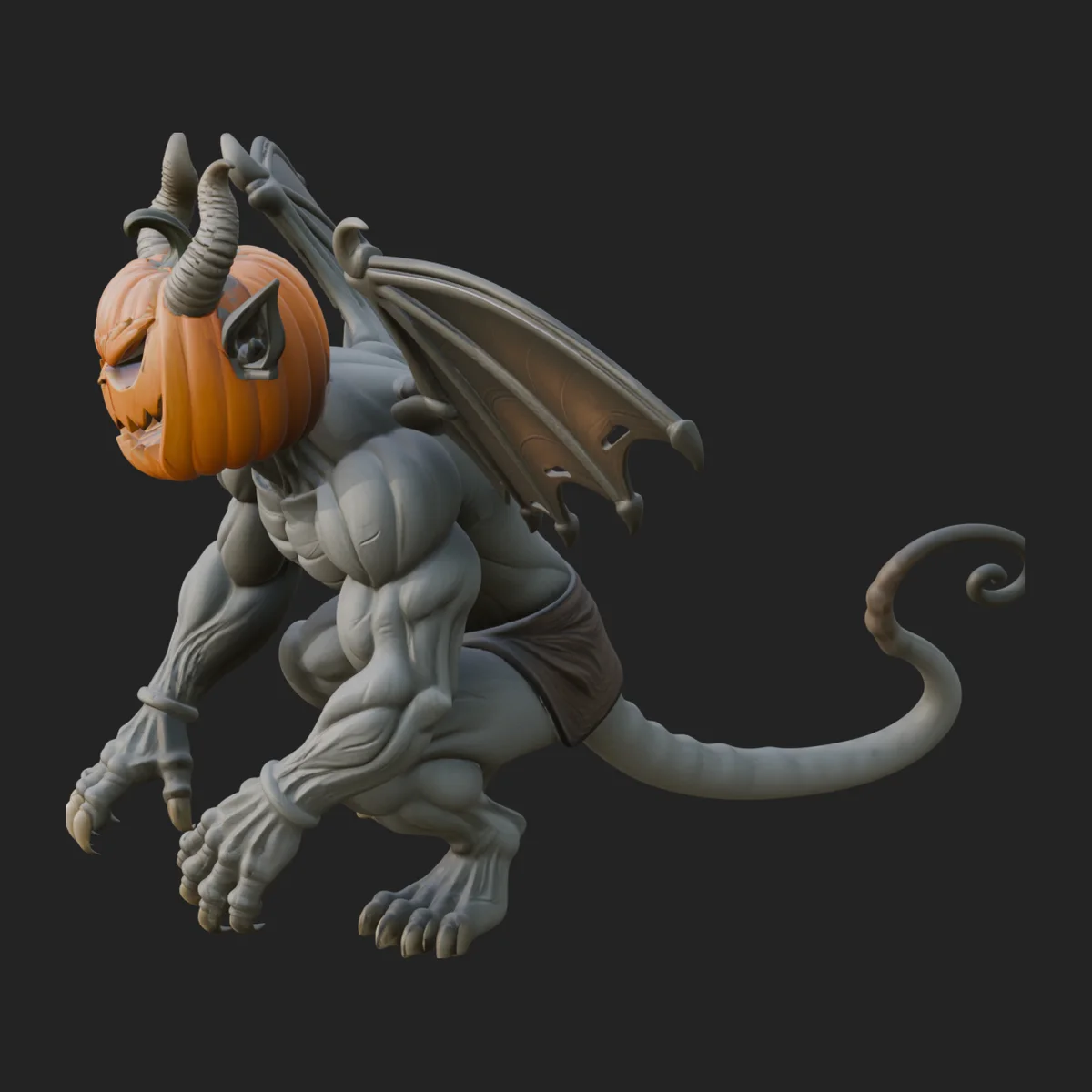 Pumpkin Headed Gargoyle Statue Design 3