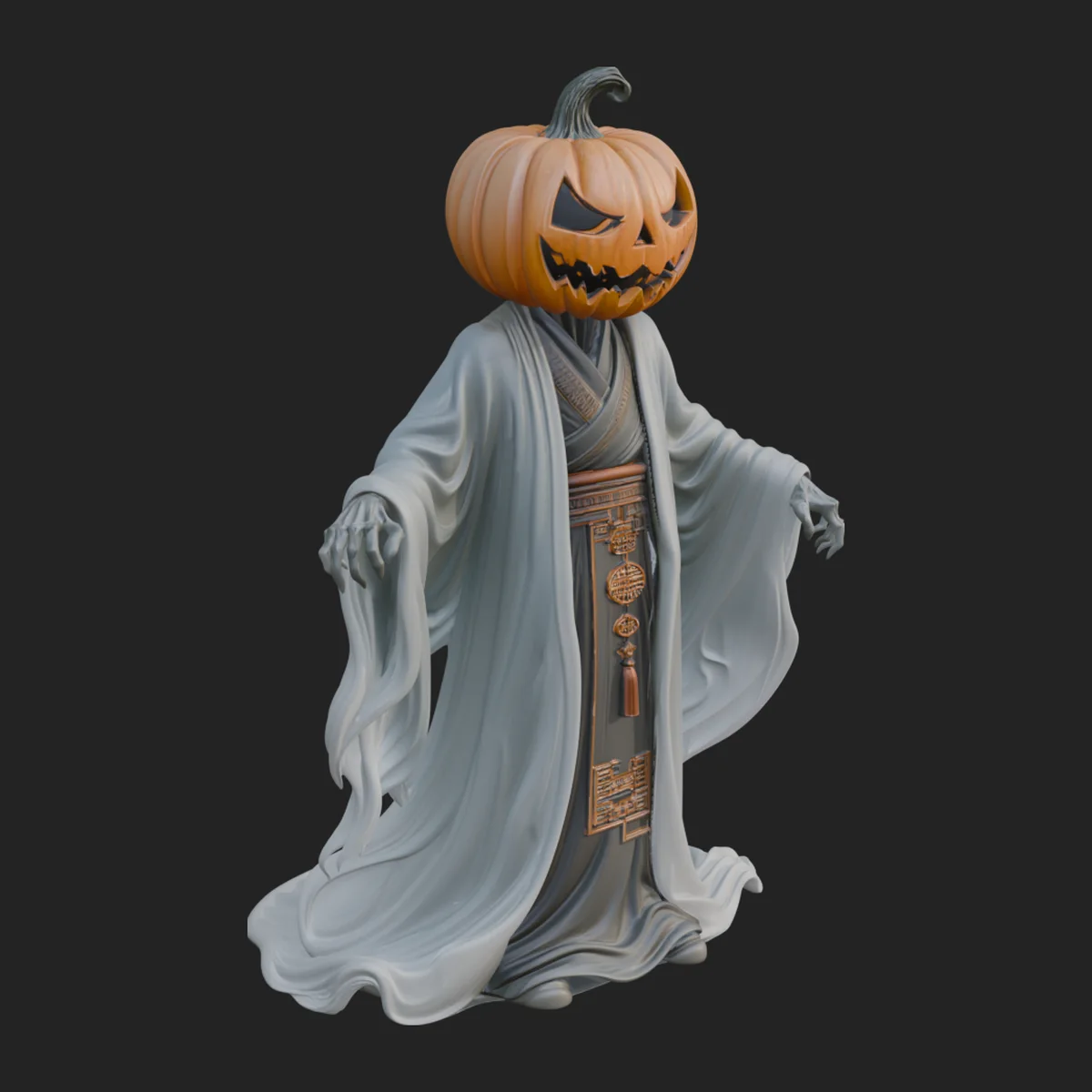 Pumpkin Headed Ghost Statue Design 1