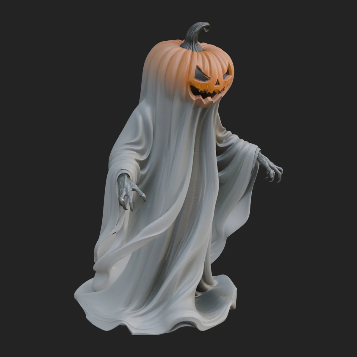 Pumpkin Headed Ghost Statue Design 2