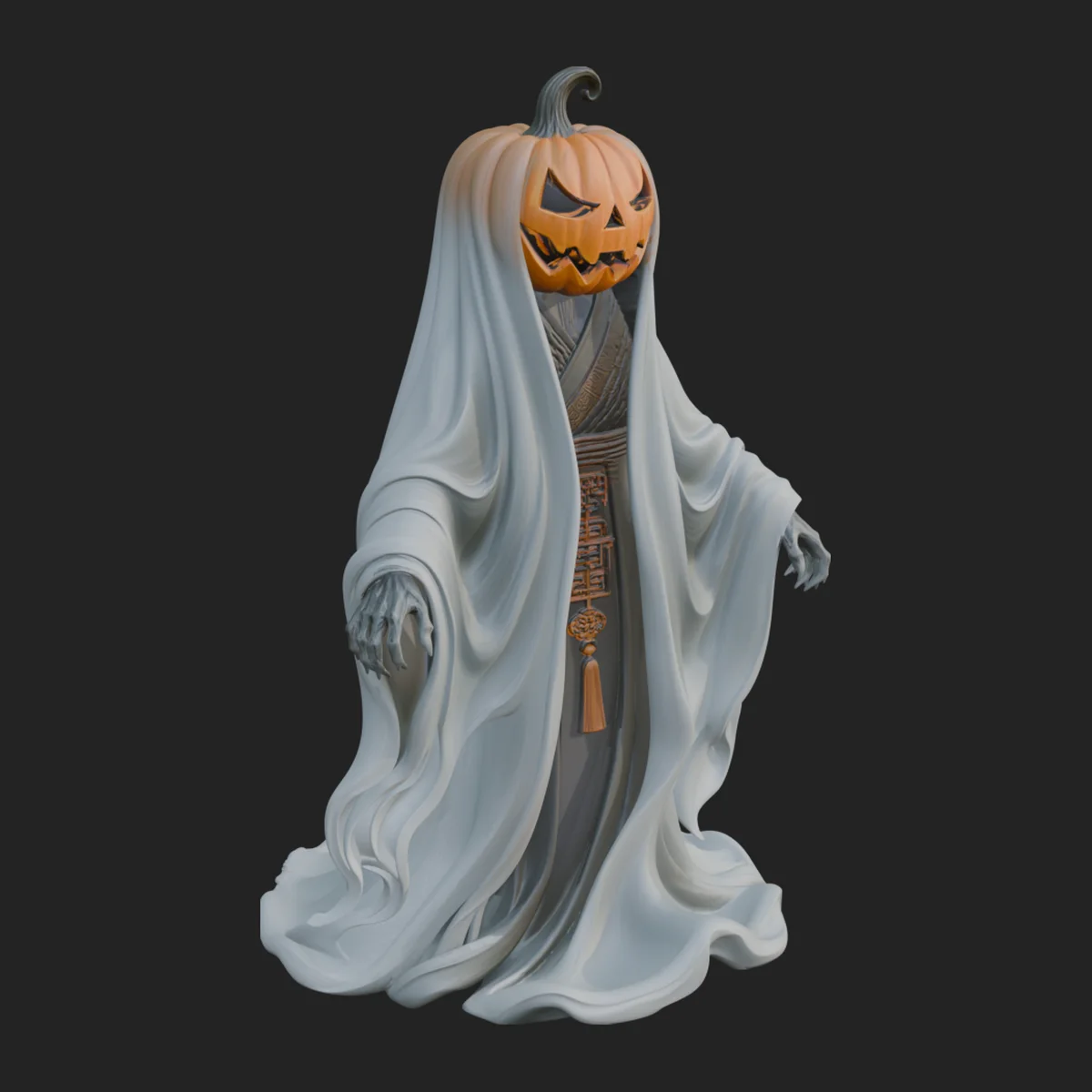 Pumpkin Headed Ghost Statue Design 3