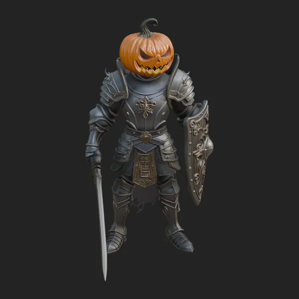 Pumpkin Headed Knight Statue Design 1