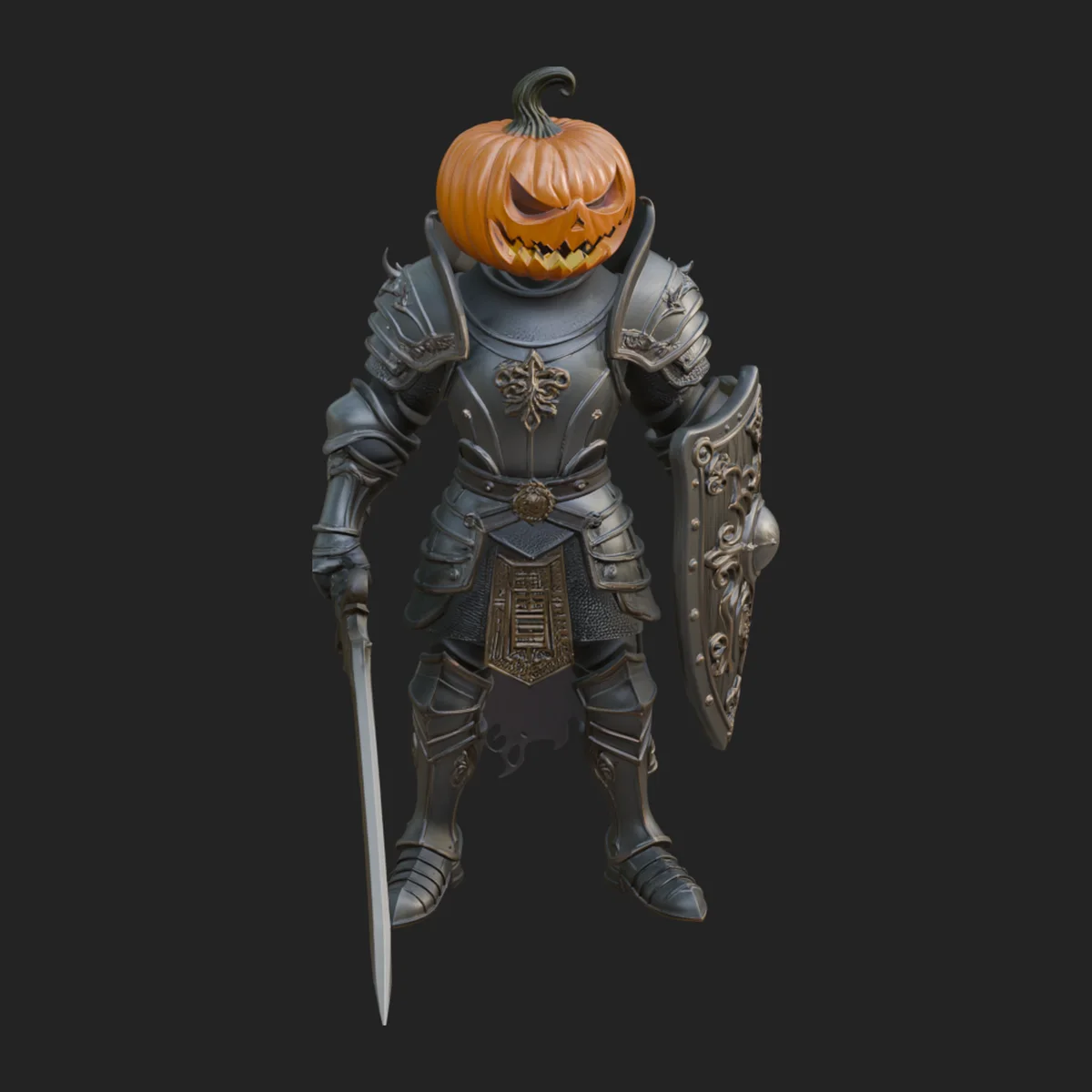 Pumpkin Headed Knight Statue Design 1
