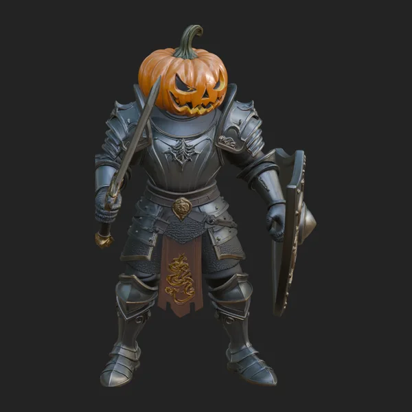 Pumpkin Headed Knight Statue Design 2