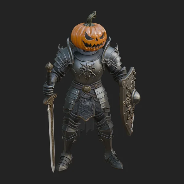 Pumpkin Headed Knight Statue Design 3