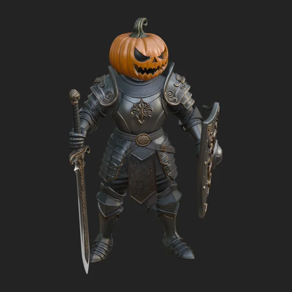 Pumpkin Headed Knight Statue Design 4